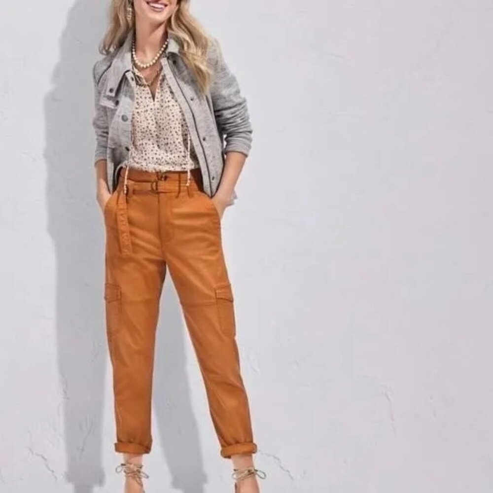 Cabi Paper Bag Cargo Pants - Camel Brown Style 6045 Women's Size 6 (w/out belt)